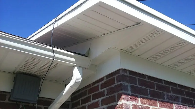 Soffit and fascia on roof after replacement