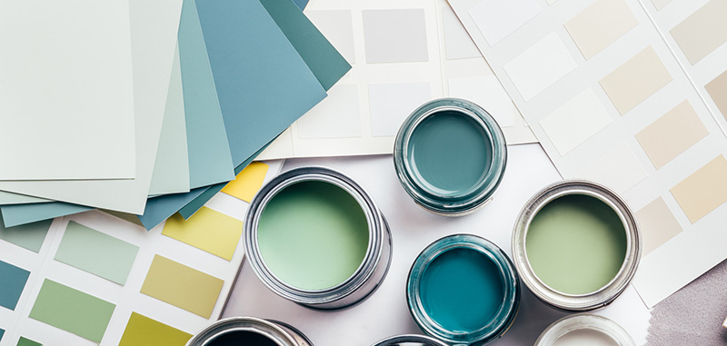 Sample paints in shades of green